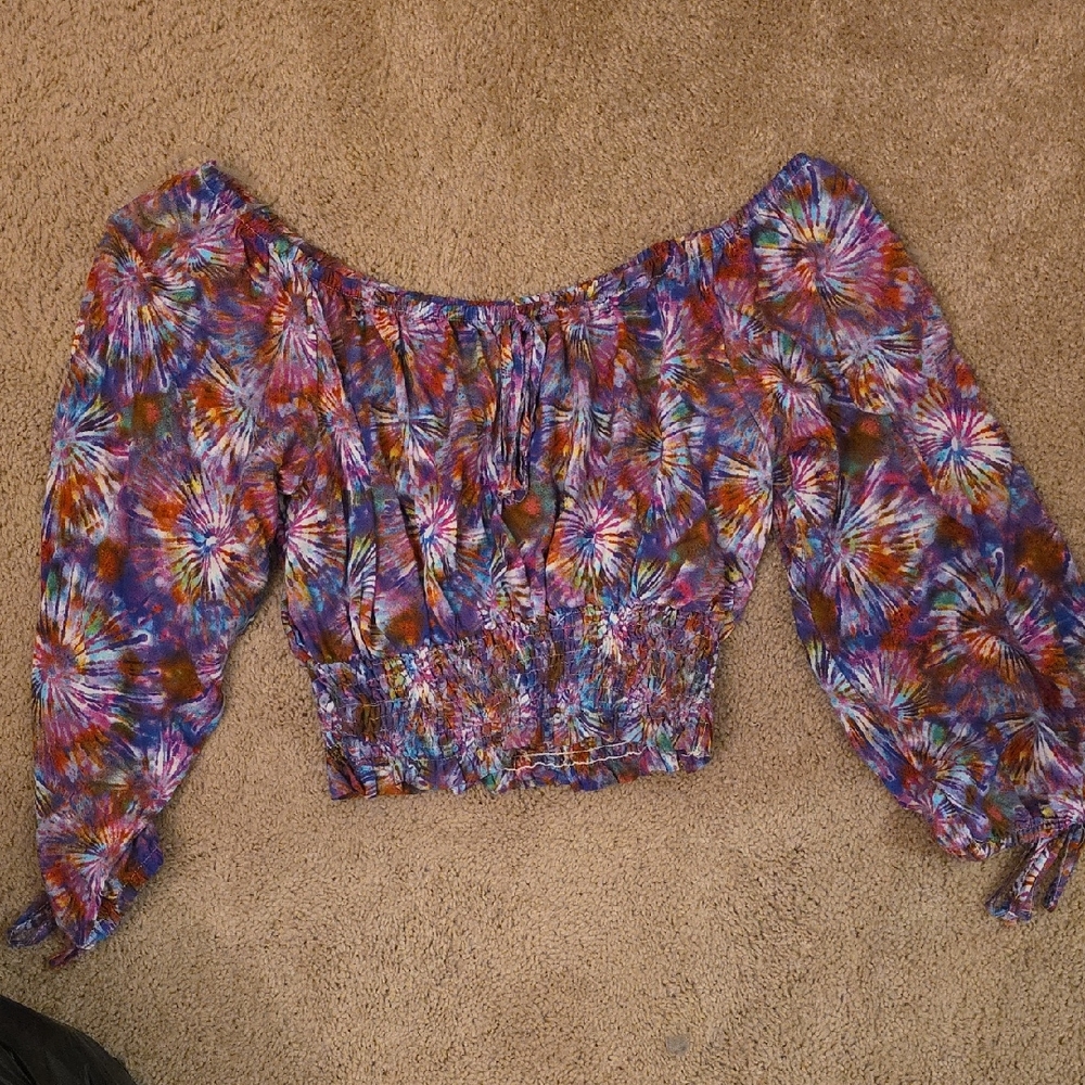 NWT Colorful Tie-Dye Off-Shoulder Blouse